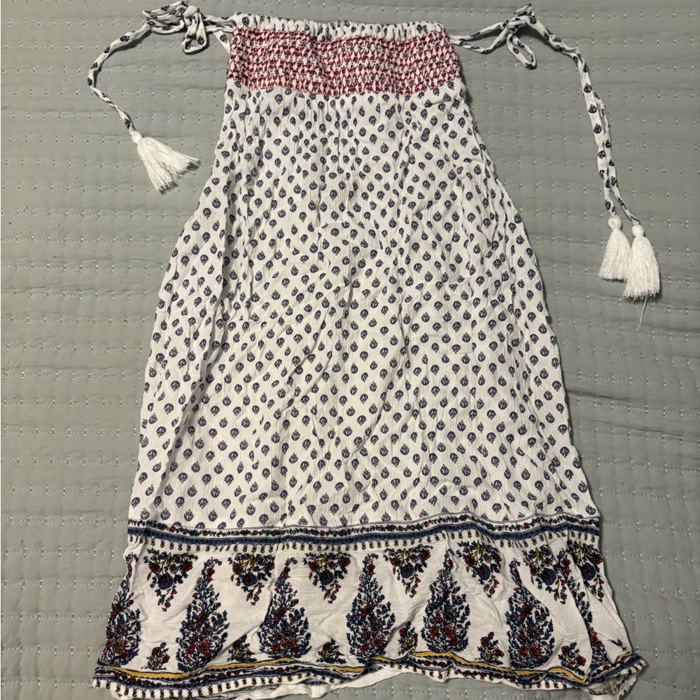 Bohemian Print Tank Blouse with Tassels- S